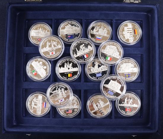 The Return to Athens collection - 17 sterling silver proof coins, each 28.28g